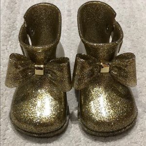 Mini Melissa Gold sparkle boots